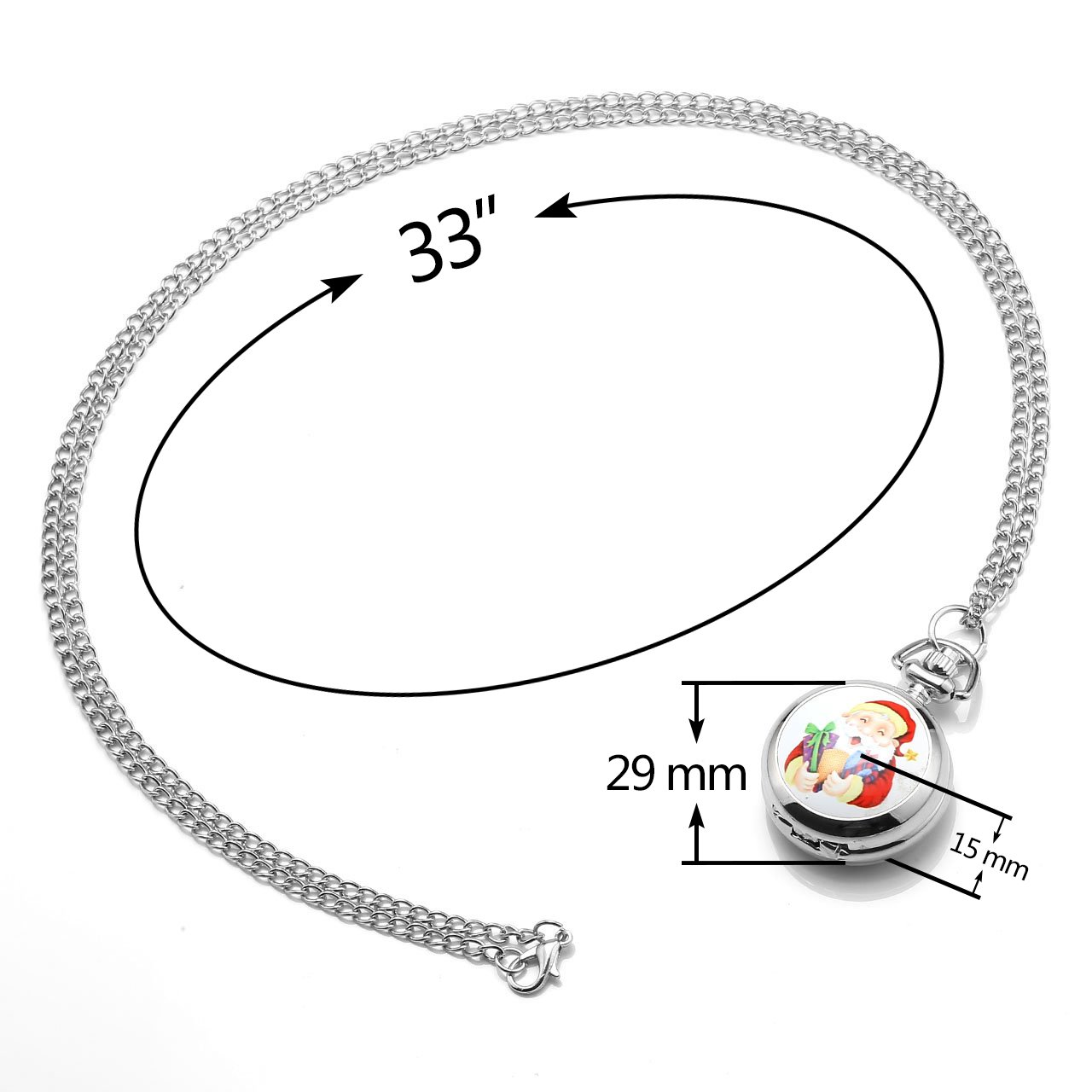 JSDDE Weihnachtsuhr Cute Weihnachtsmann Taschenuhr Klassische Modische Xmas Umhängeuhr Kettenuhr Quarz Uhren,#4