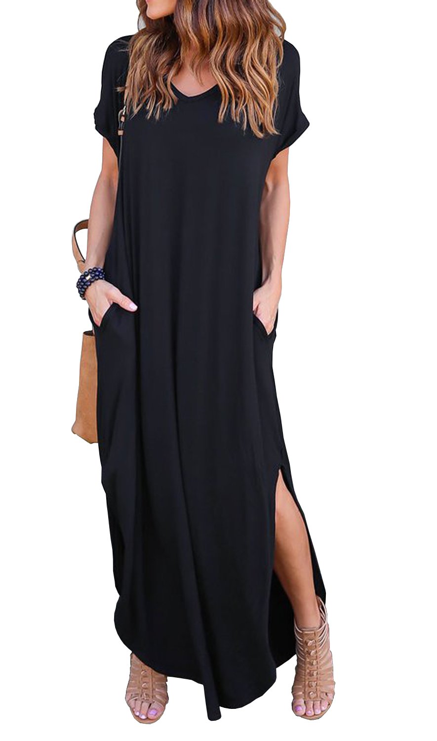 GRECERELLE Women's Summer Floral Print Cross V Neck Dress Bohemian Flowy Long Maxi Dresses | Its 