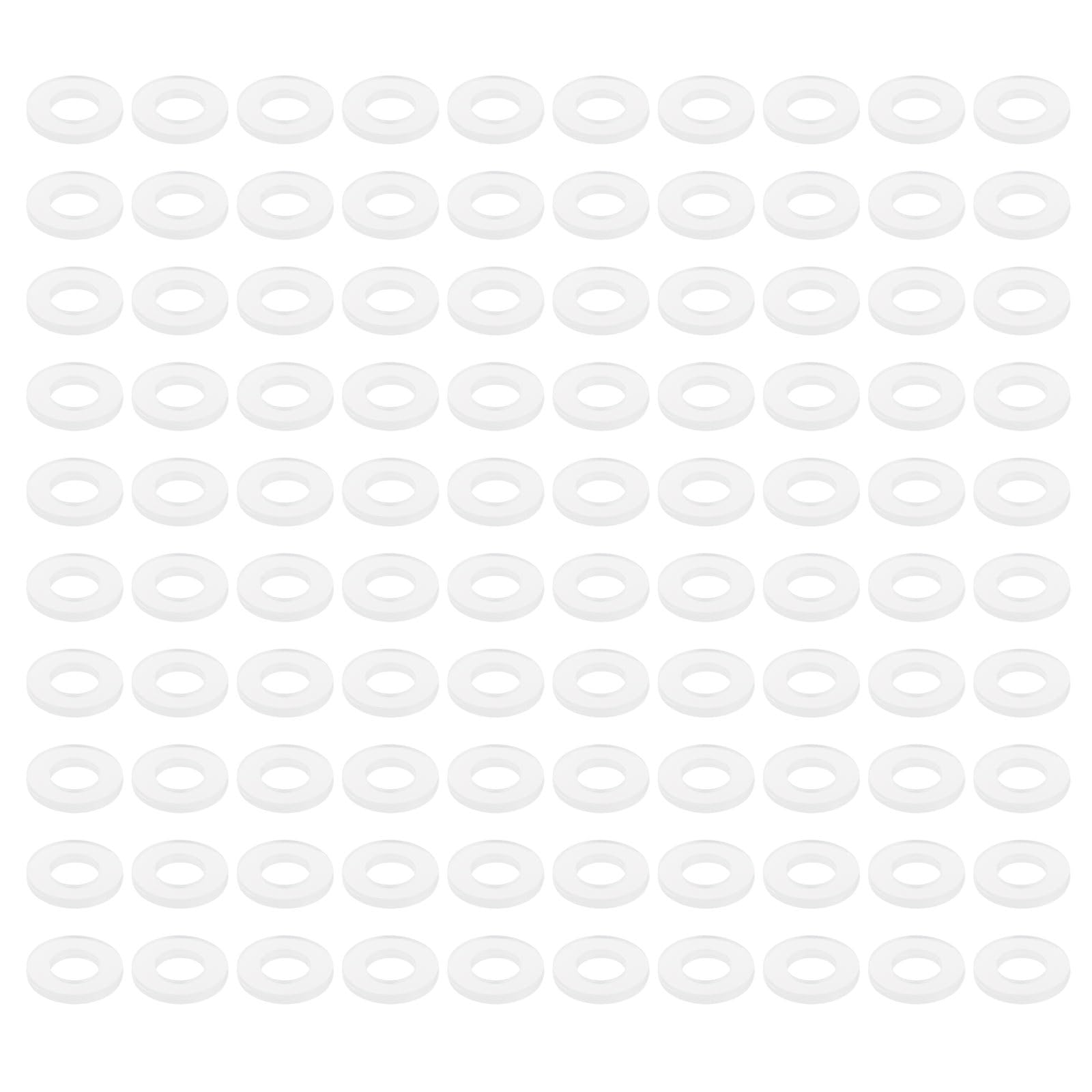 PATIKIL Nylon Flat Washers 6mm ID 12mm OD 1.5mm Thick M6 Hard Plastic Round Sealing Flange Gaskets-Applications for Machinery Electronics -[Qty 100 White]