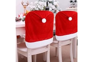 FIVOENDAR Set of 6 Large New Pack Santa Claus Hat Christmas Chair Covers Color - Fun Decoration in Wedding Parties Enjoy Responsibly & Creative Novelty Gifts