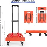 SOLEJAZZ Folding Hand Truck 500 lb 6 Wheels 2 Bungee Orange Portable Dolly view 2
