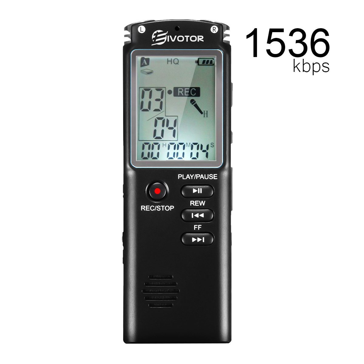 Grabadora de Voz EIVOTOR Grabadora Digital Estéreo GB Kbps Grabadora Recargable Portátil