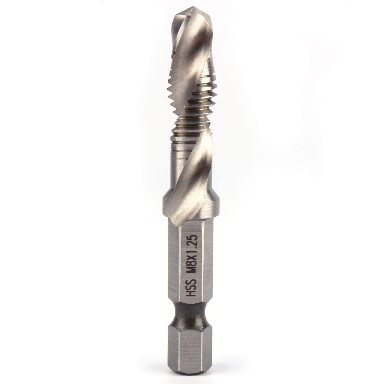 Goshyda Hex Shank Drill Bit, Metal 1/4'' M8 HSS Hex Shank Compound Taper Drill Bit with Self-centering Point, for Drilling, Tapping and Cutting Metal