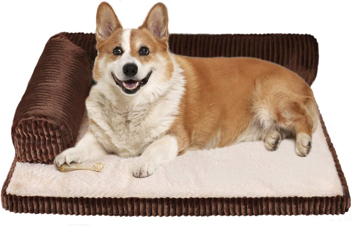 XSlive Small Memory Foam Dog Bed - Luxury Rectangle Pet Bed for Anti Anxiety Calmingwith Removable Washable Cover & Waterproof Liner - Durable Pad Mat for Pets up to 20 lbs(21 x 17 Inch, Coffee) : Kitchen & Dining