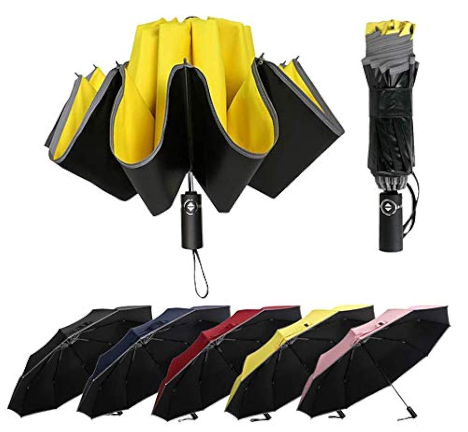 ZFQ 47 Inch Portable Golf Umbrella Automatic Open Large 10 Ribs Windproof Waterproof Rain Umbrellas Inverted