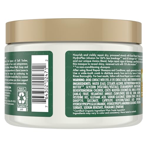 SHEAMOISTURE BOND REPAIR MASQUE AMLA OIL TO STRENGTHEN AND MOISTURIZE HAIR WITH RESTORATIVE HYDROPLEX INFUSION 11 OZ
