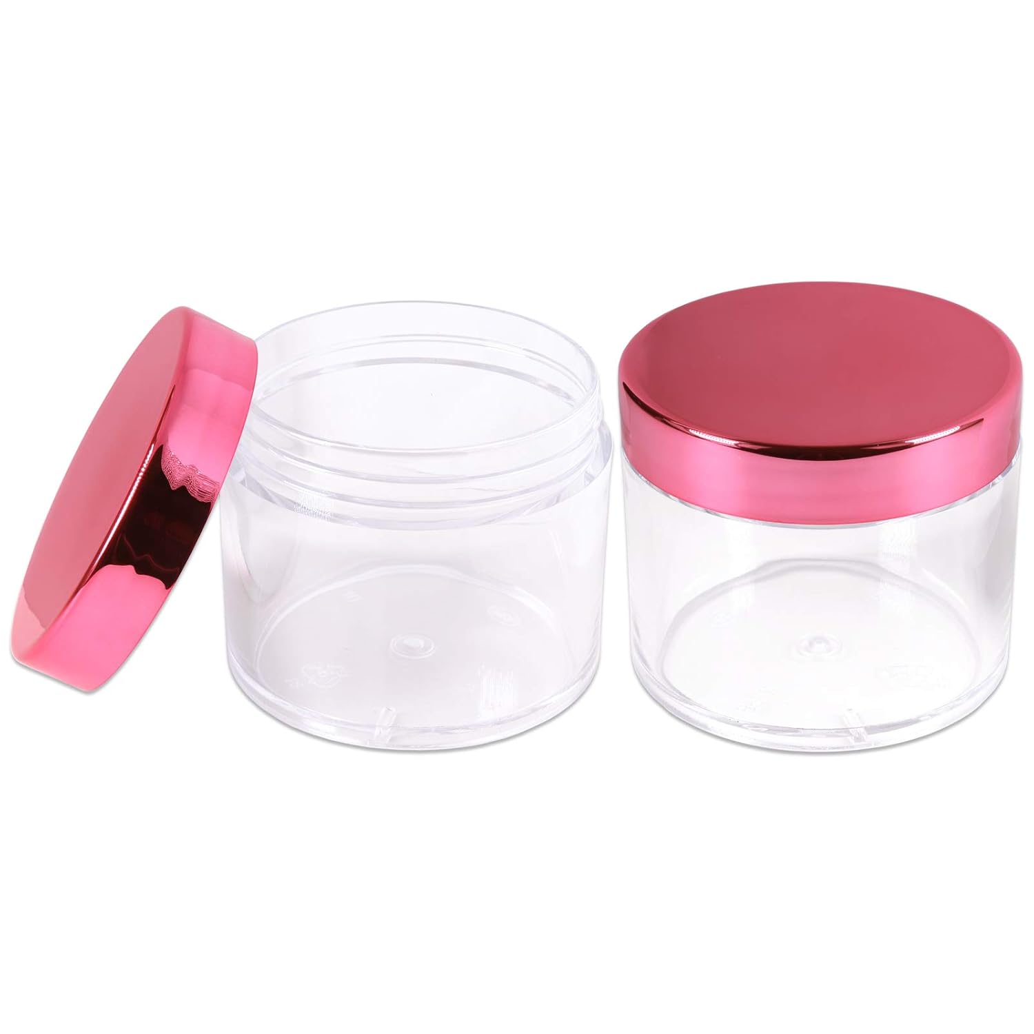 Beauticom 2 oz./ 60 Grams/ 60 ML Thick Wall Round Clear Plastic LEAK-PROOF Jars Container with ROSE GOLD Lids for Cosmetic, Lip Balm, Creams, Lotions, Liquids (36 Jars, Rose Gold) : Beauty