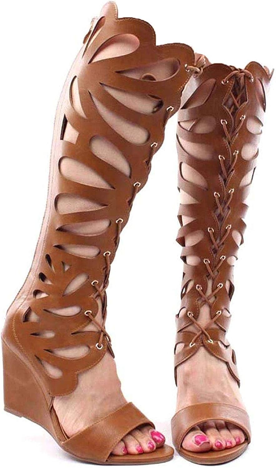 knee high gladiator wedge sandals