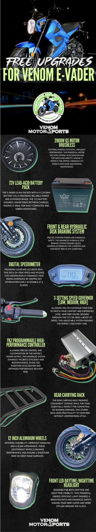 Mua Venom E-Vader 2000W 72V Electric Motorcycle 2KW Lead-Acid E-Bike E ...