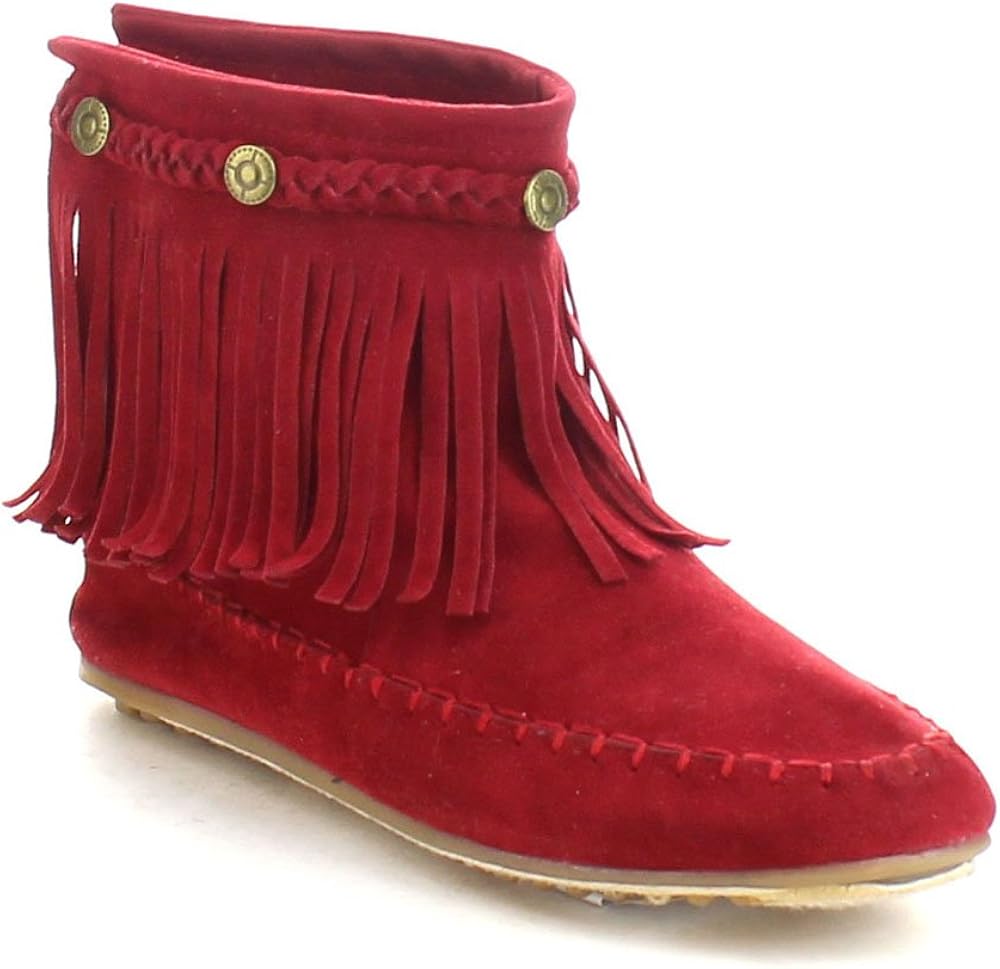 red moccasin boots