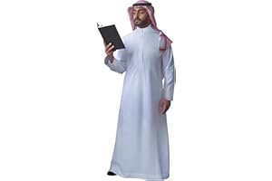 LCKELLONG Men's Thobe Muslim Clothes Long Sleeve Middle East Saudi Kaftan Islamic Abaya Dubai Arab Robe