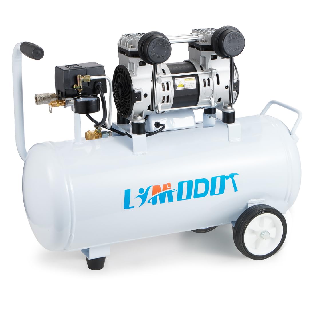 Air Compressor, Quiet Air Compressor, Only 68dB, 8 Gallon Durable Steel Air Tank, 2.8CFM @ 90PSI, Oil-Free, Ideal For Woodwork Nailing, Garage, Cars, Pneumatic Tools, 1.2 HP