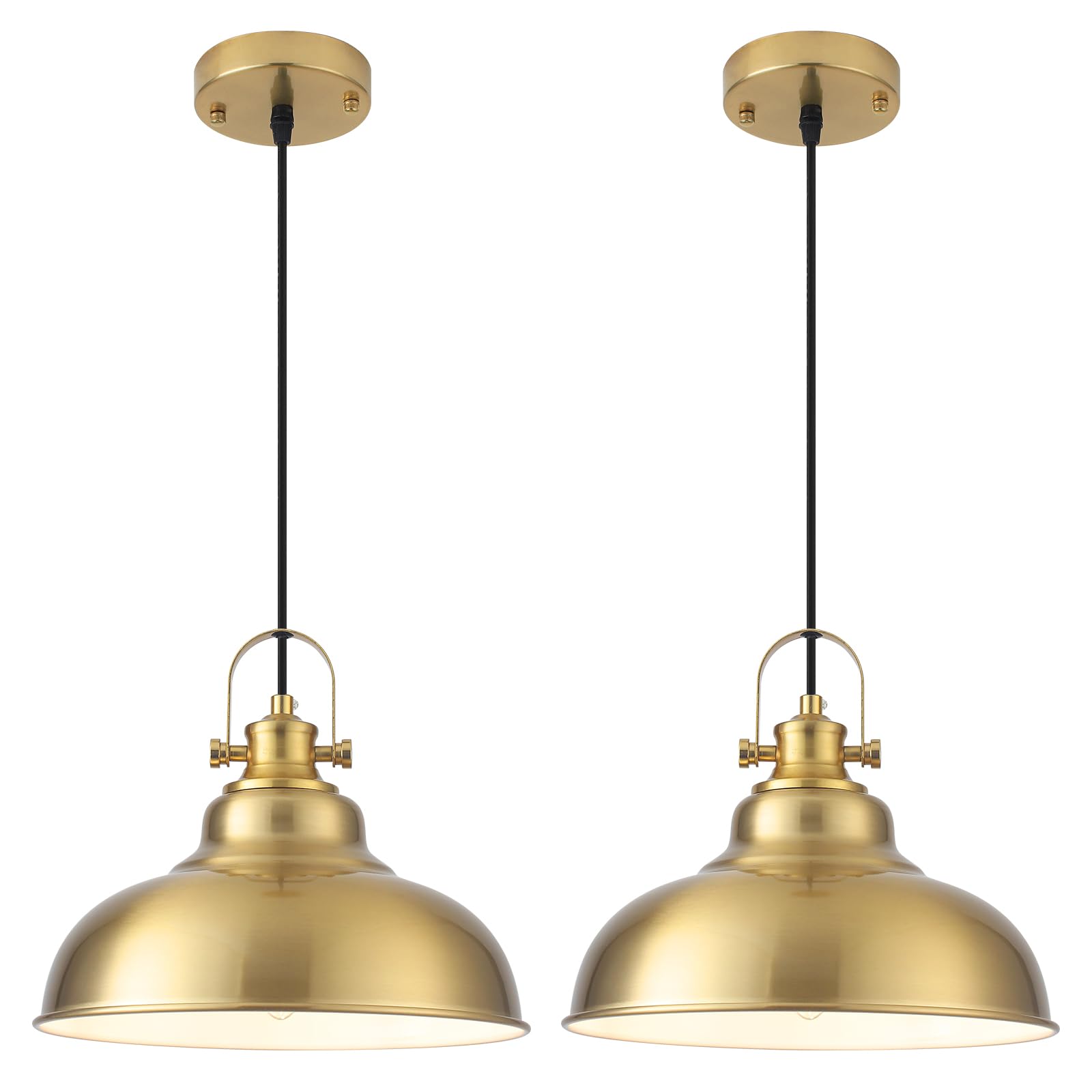 Photo 1 of GUIHUALOVE Gold Pendant Lights, 11.41 Inch Gold Pendant Light Kitchen Island, Dome Pendant Lights 2 Pack, Farmhouse Kitchen Pendant Light for Kitchen Island, Dining Room, Living Room