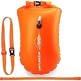Swim Buoy &amp; Drybag - for Swimmers, Open Water and Triathlon. Pull Buoy for Adults and Kids. Orange Signal Swimming Bubble