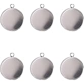 20pcs Tray Pendant for Jewelry Making Kits Stainless Steel Round Bezel 25x25mm