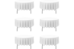 BRILLMAX 6 Pack White Round Tablecloths 70 Inch - Circle Bulk Linen Polyester Fabric Washable Table Clothes Cover for Wedding Reception Banquet Birthday Party Buffet Restaurant