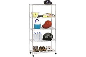 Seville Classics 5-Tier UltraZinc Steel Wire Shelving /w Wheels, 14" D x 30" W x 60" H