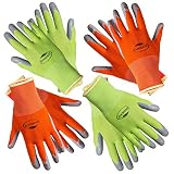 Working Gloves for Women. (4 pairs per package) Comfortable Gardening Gloves Medium Size. Breathable Nylon coated with puncture-resistant nitrile