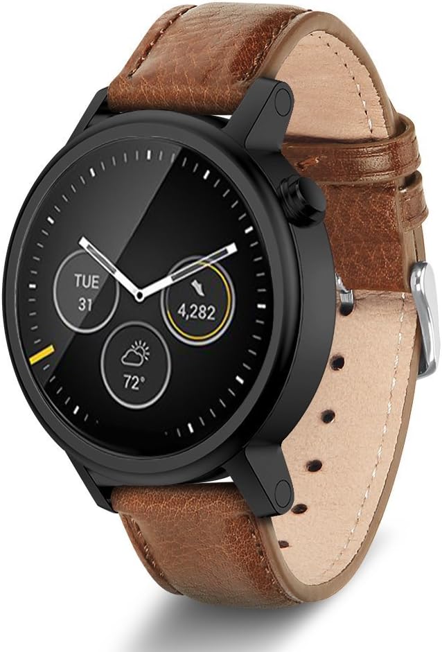 Moto 360 2nd Gen Band, Benuo [Vintage Series] Premium Genuine Leather Strap, Classy Replacement Band with Metal Buckle Clasp, Quick Release Pin Smart Watch Strap for Moto 360 2 (46mm,Brown)