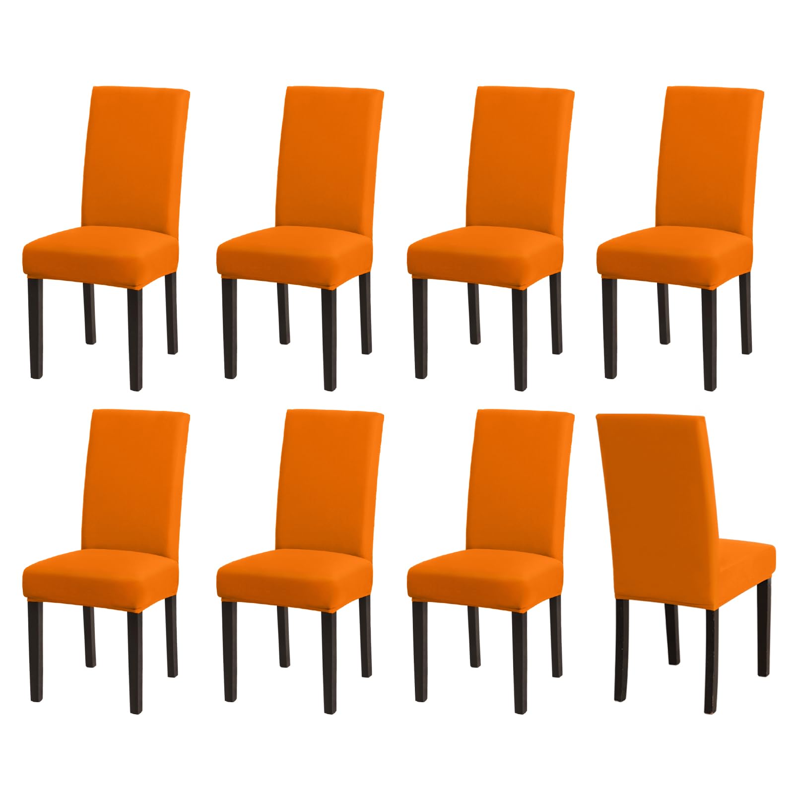 Sufdari Chair Covers 8 Orange,Stretch Dining Chair Covers, Spandex seat Covers for Dining Chairs,Elastic Washable Chair Protectors for Dining Room,Hotel,Restaurant,Banquet (8,Orange)