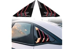 XITER 2PCS ABS Carbon Fibre Racing Style ABS Rear Side Window Louvers Air Vent Scoop Shades Cover Blinds for Honda Civic Sedan 2022 2023 2024 2025 2026(Glossy Black+Red Trim)