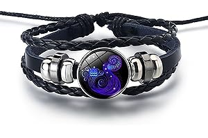 LRIOEHNY Spirit Bracelets Zodiac, Serene Manifestation Bracelet, Zodiac Bracelet, Zodiac Guardian Bracelet, 12 Zodiac Leather Adjustable Bracelet, Gift for Constellation Lover.
