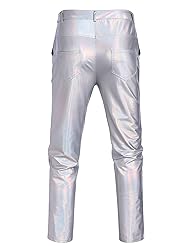 COOFANDY Mens Metallic Shiny Pants Disco Pants 70s
