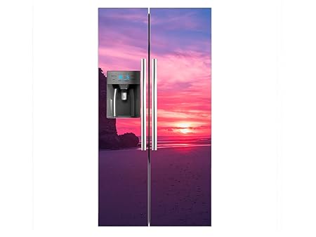 Vinilo Frigorífico Americano Ruinas Playa Puesta de Sol | 90x180cm ...