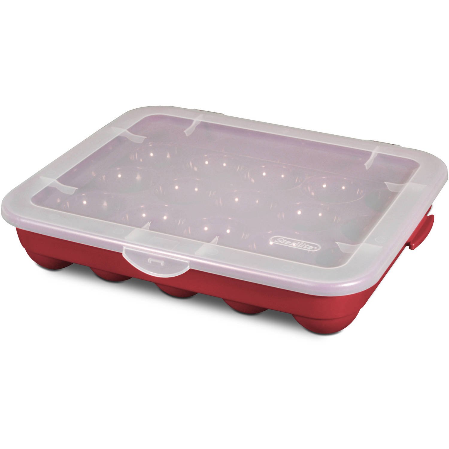Sterilite Red Holiday Ornament Storage Container Organizer Case Holds