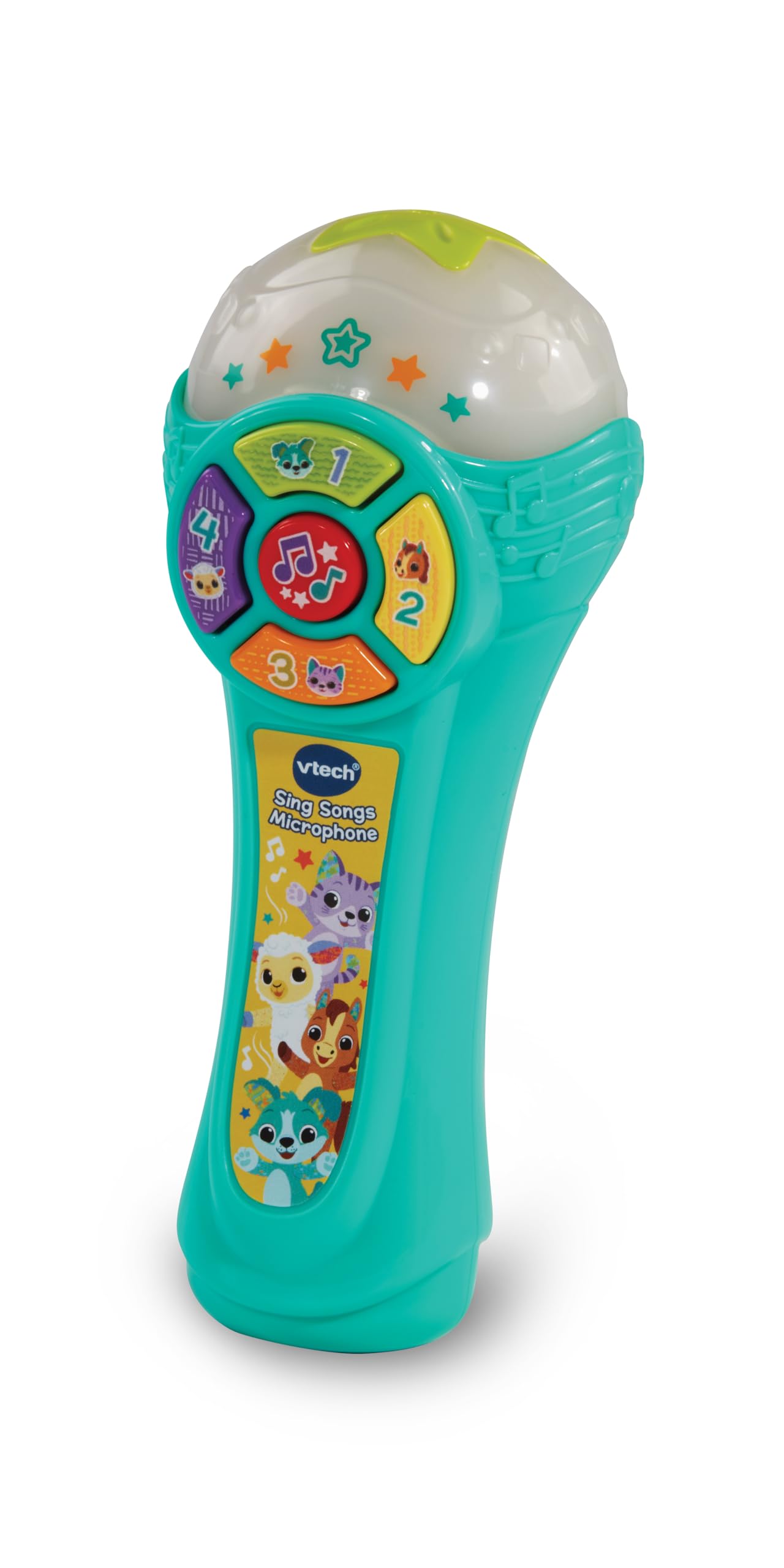 VTech Baby Sing Songs Microphone, Interactive Microphone Toy with 4 Buttons for Animals, Sounds and Numbers, Flashing Lights and Music, Musical Toy for Babies 12, 18, 24 months +, English Version