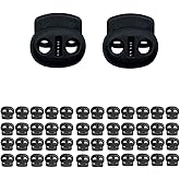 Lizihengpi 50PCS Cord Locks Black Plastic Double Holes Fasteners locks for drawstrings for shoelaces, clothing, outdoor