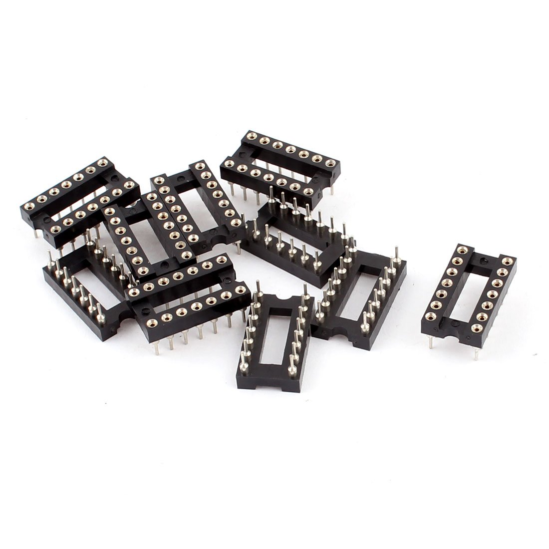Sourcingmap 10PCS 2.54mm Pitch 14 Pins Round Hole Soldering DIP IC Socket Adaptor