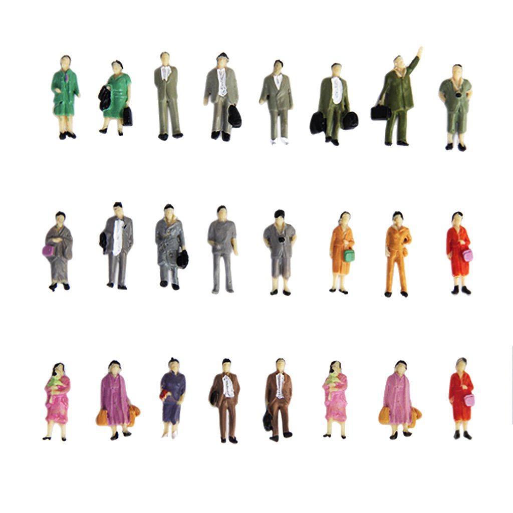 MagiDeal 24pcs Painted Model Train Standing Posture People Figures Scale HO (1 to 87) P87-12