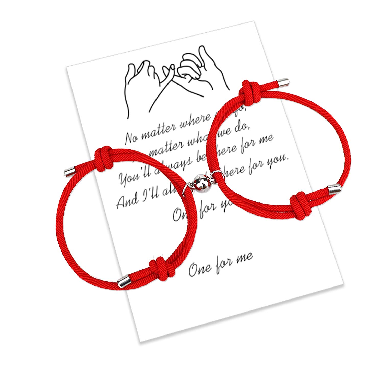 2pcs Magnetic Mutual Attraction Couple Bracelets Handmade Rope Braided Matching Bracelets Boyfriend Girlfriend gift (2pcs Red magnetic bracelet)