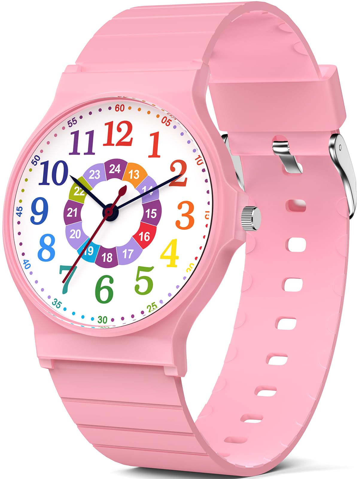 Photo 1 of Kids Analog Watch Boys Girls, 30M Waterproof, Sports Watch with Thin Dial & Soft Band, Easy to Read for Ages 5-15, Great Birthday Christmas Gifts for Kids (Pink-Colorful Dial)