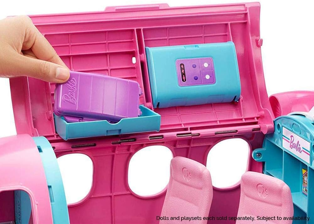 Barbie Dreamplane Transforming Playset with Reclining Seats and Working Overhead Compartments, Plus 15+ Pieces Including a Puppy and a Snack Cart, for Kids 3 Years Old and Up: Toys & Games