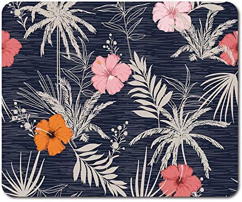 Destination Vinyl Ltd Flowery Tropical Hawaii Print Mouse Mat Pad - Vintage Retro Surf Style Floral Hibiscus Desk Accessory #13243