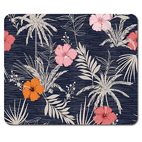 Destination Vinyl Ltd Flowery Tropical Hawaii Print Mouse Mat Pad - Vintage Retro Surf Style Floral Hibiscus Desk Accessory #13243
