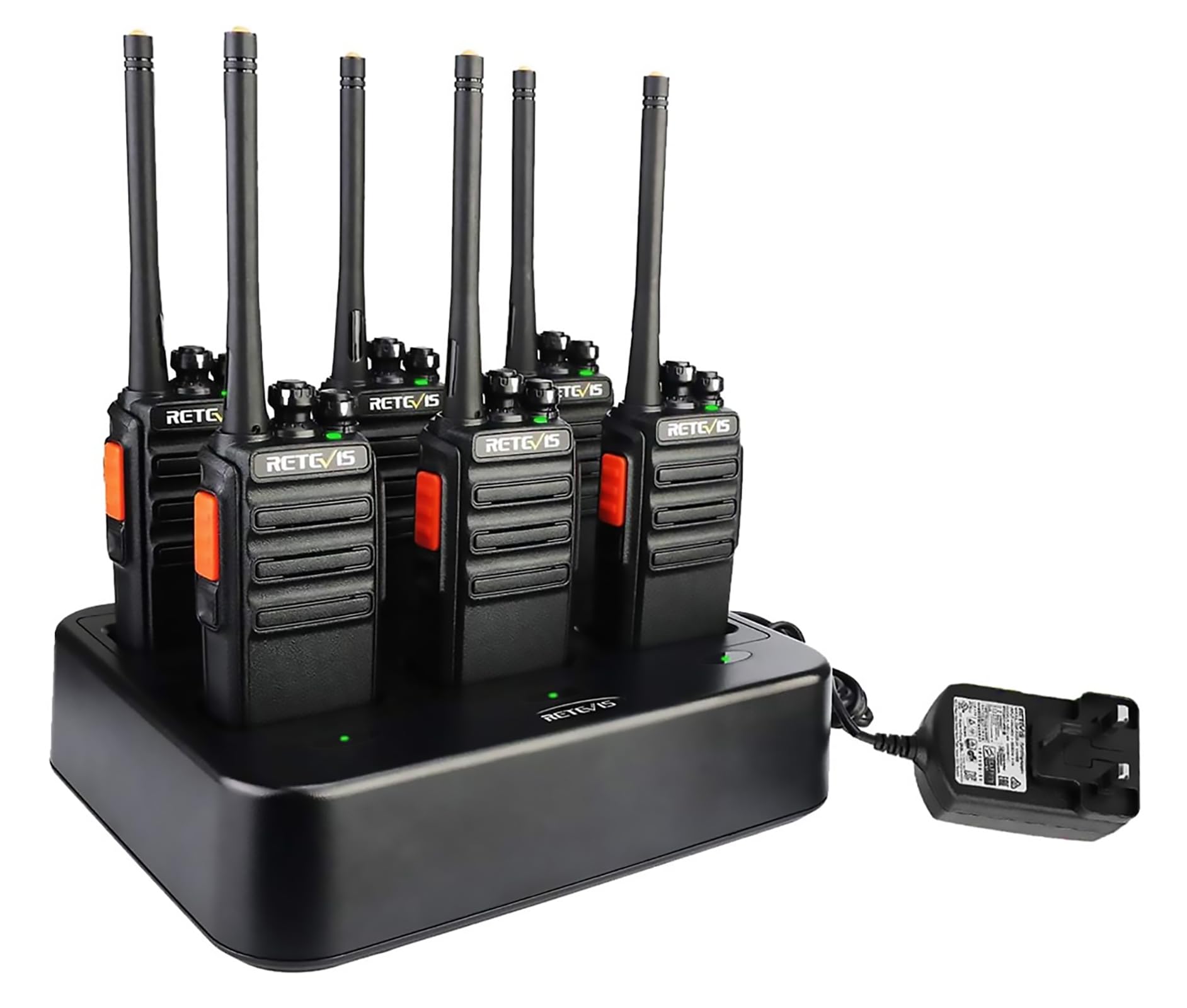 Retevis RT24 Walkie Talkies for Business, 6-Way USB Charger PMR446 License-Free Two Way Radios with VOX, 16 Channels, Long Range Radio Communication – Ideal for Security, Retail, School (6 Packs)