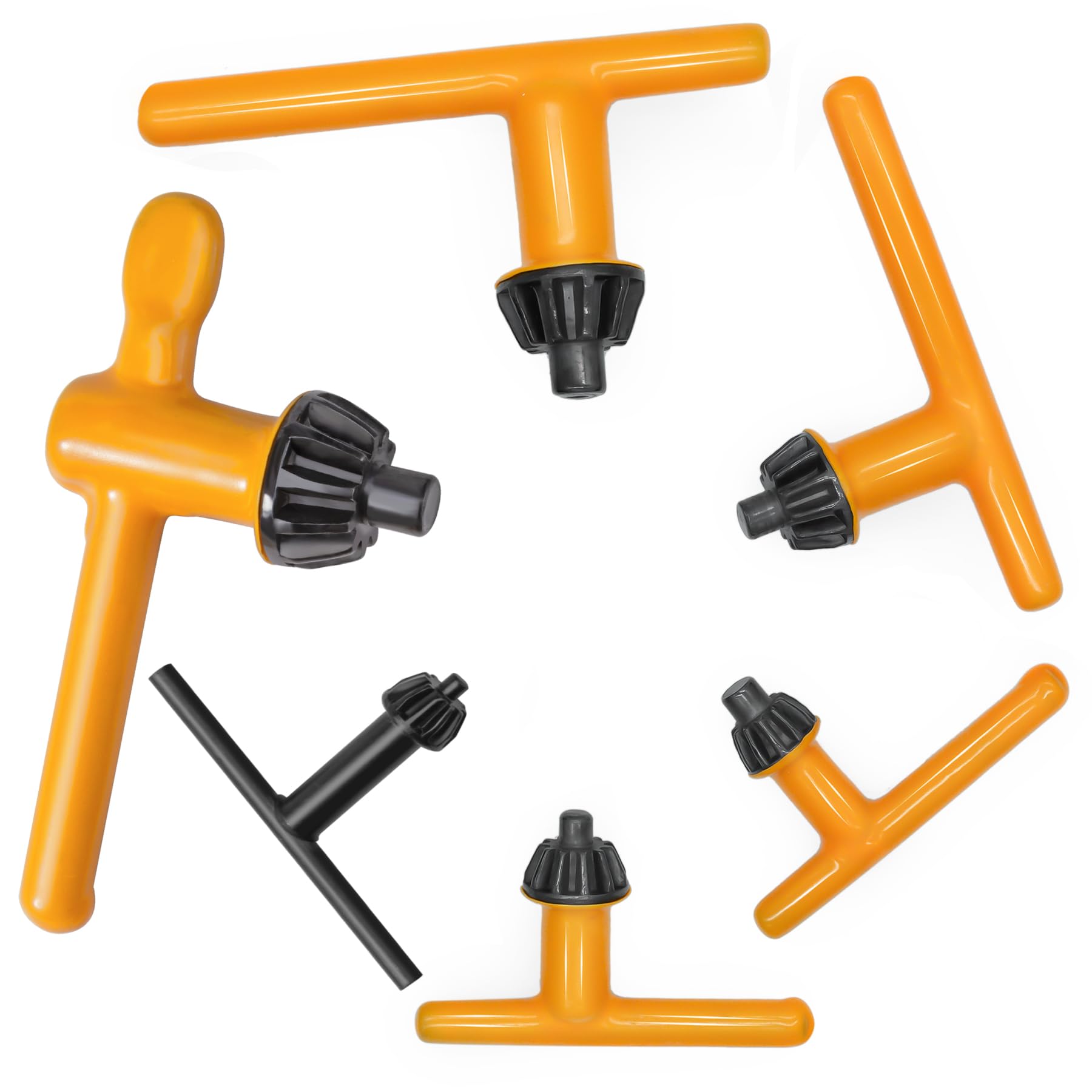 Famgee Replacement Drill Chuck Key Wrench - Electric Drill Clamping Tool - Heavy Duty Thumb Handle - 6 Pcs (Chuck Diameter 3/4", 5/8", 1/2", 3/8", 1/4", 5/32")