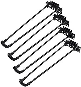 Patas de Mesa Plegables, Paquete de 4 pies metálicos de Horquilla de 13