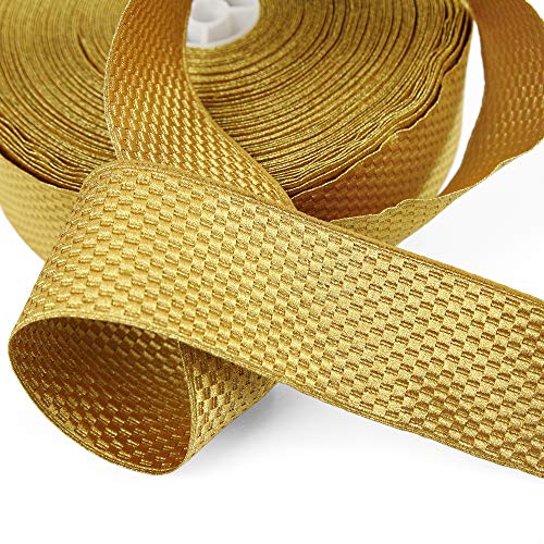 5 Yards of Zelenka Checkered Metallic Gold Braid Trim, 50mm