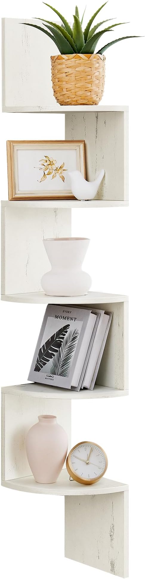 VASAGLE 5-Tier Corner Shelf White LBC072W02 Display Floating Shelves Living Room