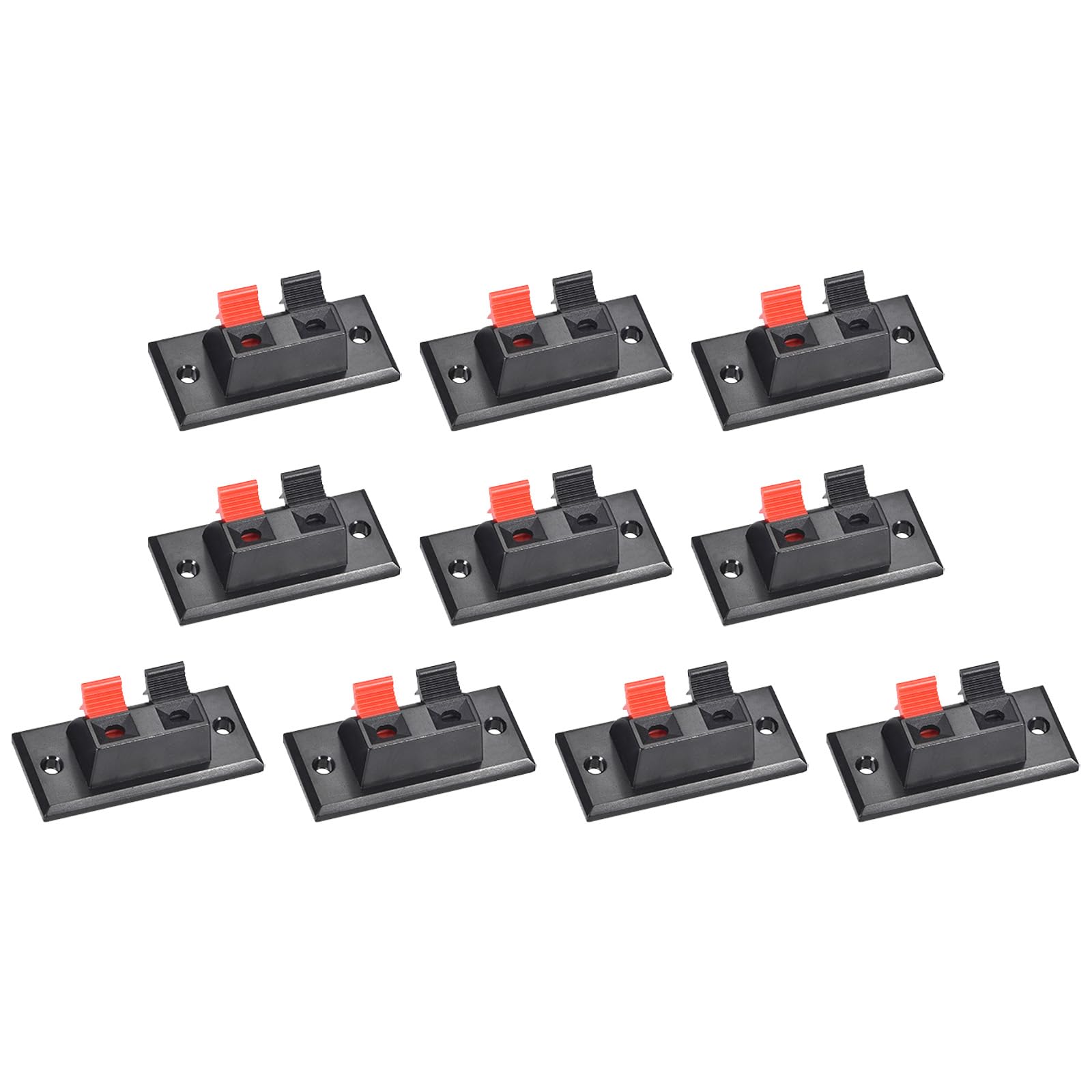 Rebower Spring Push Release Socket 2 Position Speaker Terminal Connector, [for Speaker, Audio Player] - 34.5mm / Red Black / 10 Pcs