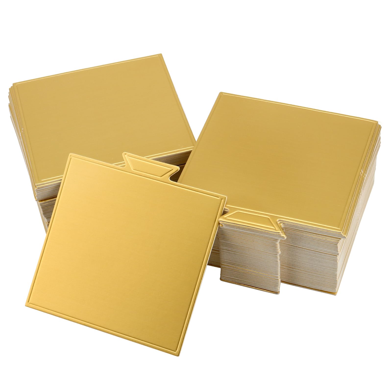 MANCHAP 300 PCS 90 x 84mm/3.5 x 3.3 Inch Mini Gold Cake Board, Small Rectangular Cake Boards, Mini Cake Bases Plates Cupcake Dessert Display Board for Parties