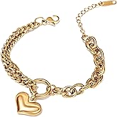 ceres paris 18K Gold-Plated Love Bracelet for Women – Elegant Heart Pendant Chain Bracelet, Hypoallergenic Valentines Day Bracelet, Ideal Friendship or Trendy Jewelry for Women