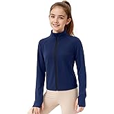 JOCMIC Girls Zip Up Jacket Horse Riding Shirts Kids Athletic Jackets Fall Winter Outerwear