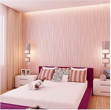 Blooming Wall Non Woven Classic Plain Stripe Moonlight Forest Wallpaper 8 In32 8 Ft 57 Sq Ft Per Roll Princess Pink Amazon Com