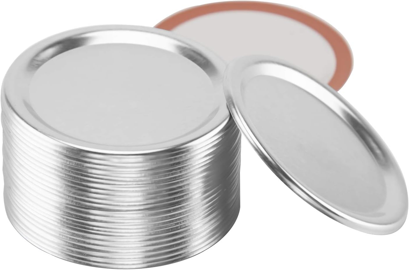 LUTER 24Pcs Regular Mouth Mason Jar Lids Leaf Proof Split-Type Canning Jar Caps with Silicone Seal Rings