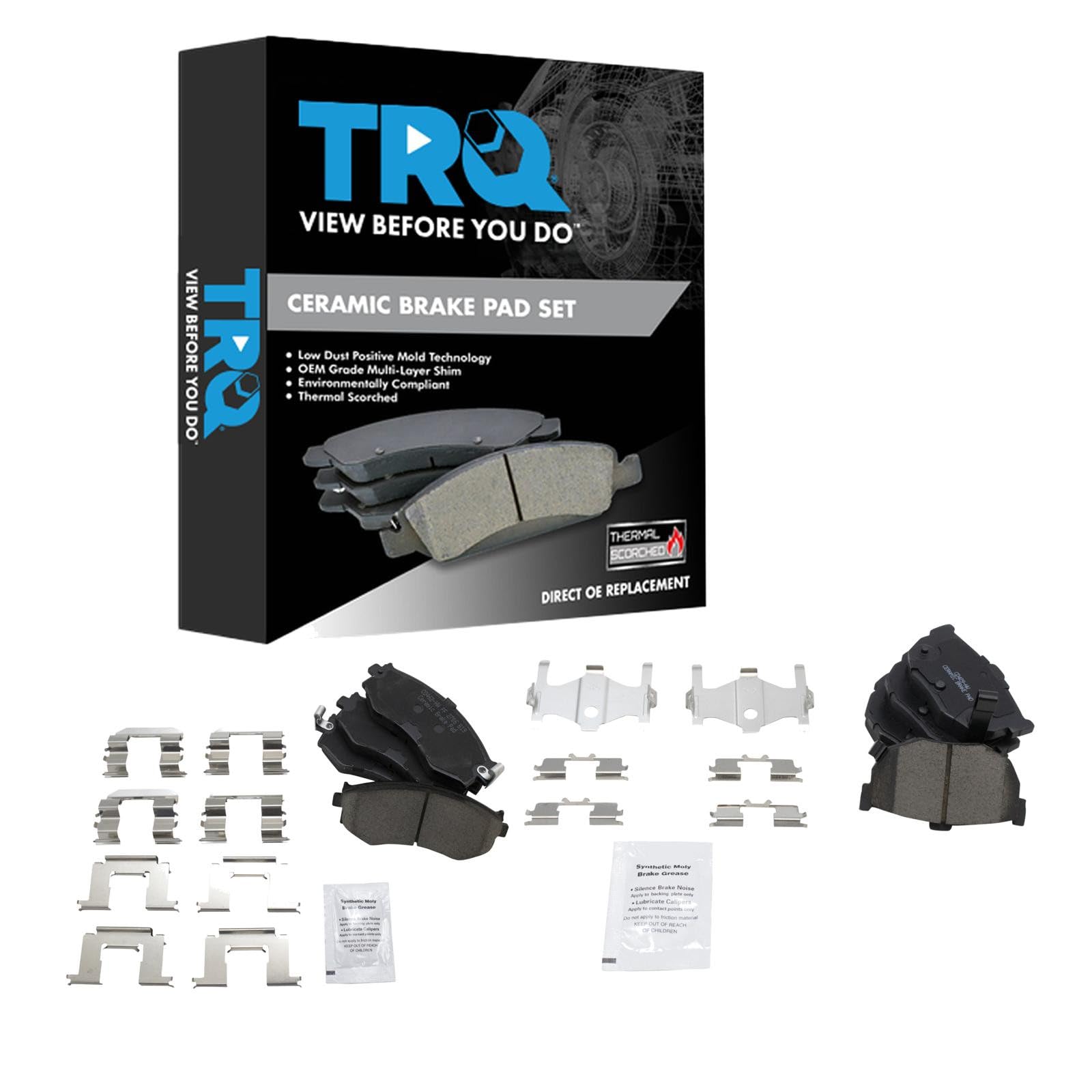 TRQ Front and Rear Brake Pad Set Ceramic Compatible with 1990-1992 Nissan Stanza Image